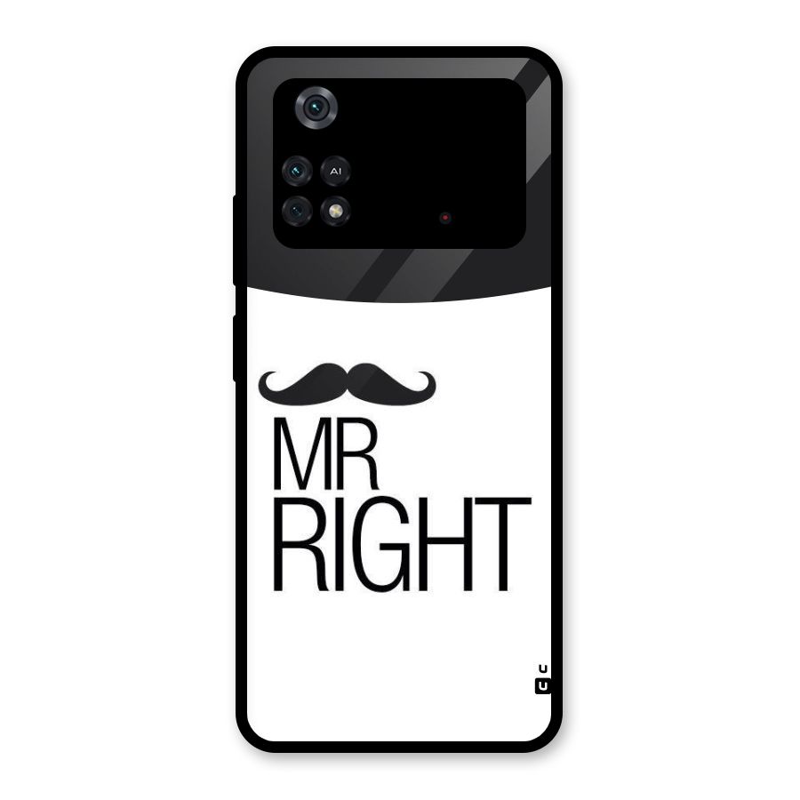 Mr. Right Moustache Glass Back Case for Poco M4 Pro 4G