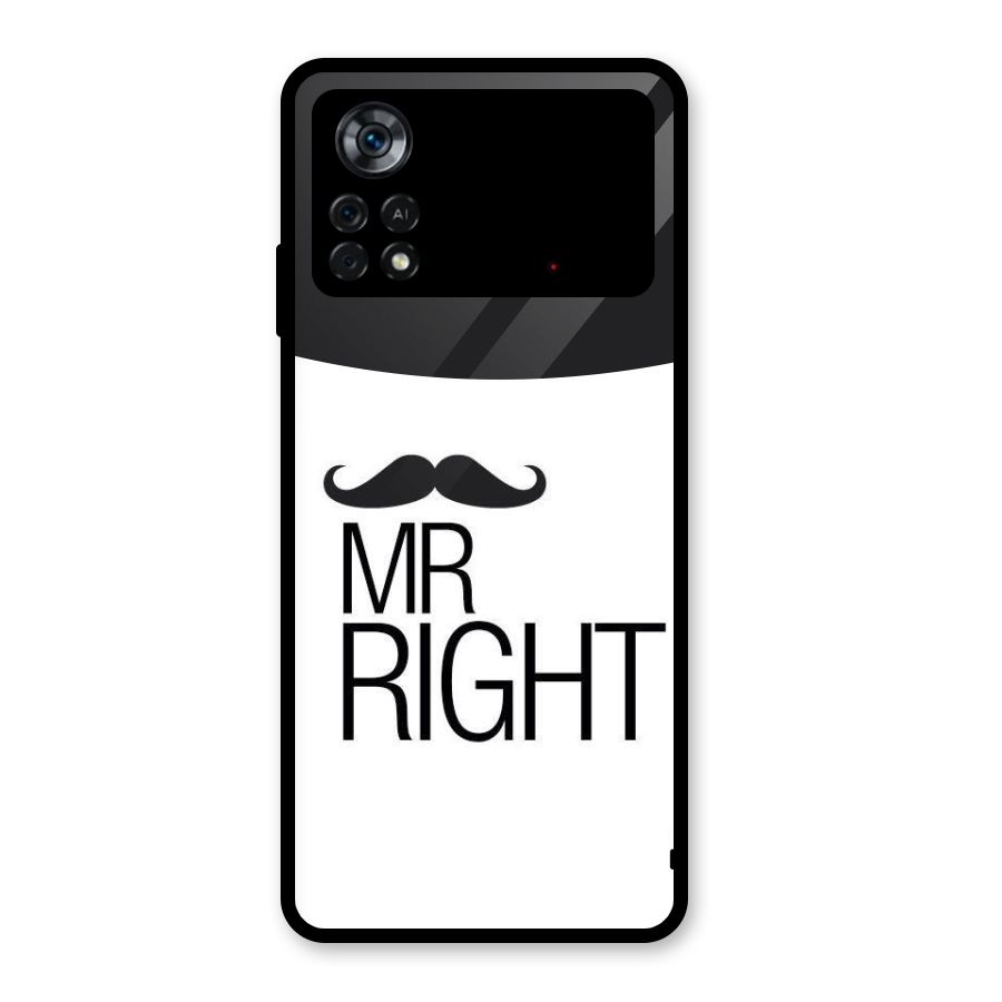 Mr. Right Moustache Glass Back Case for Poco X4 Pro 5G