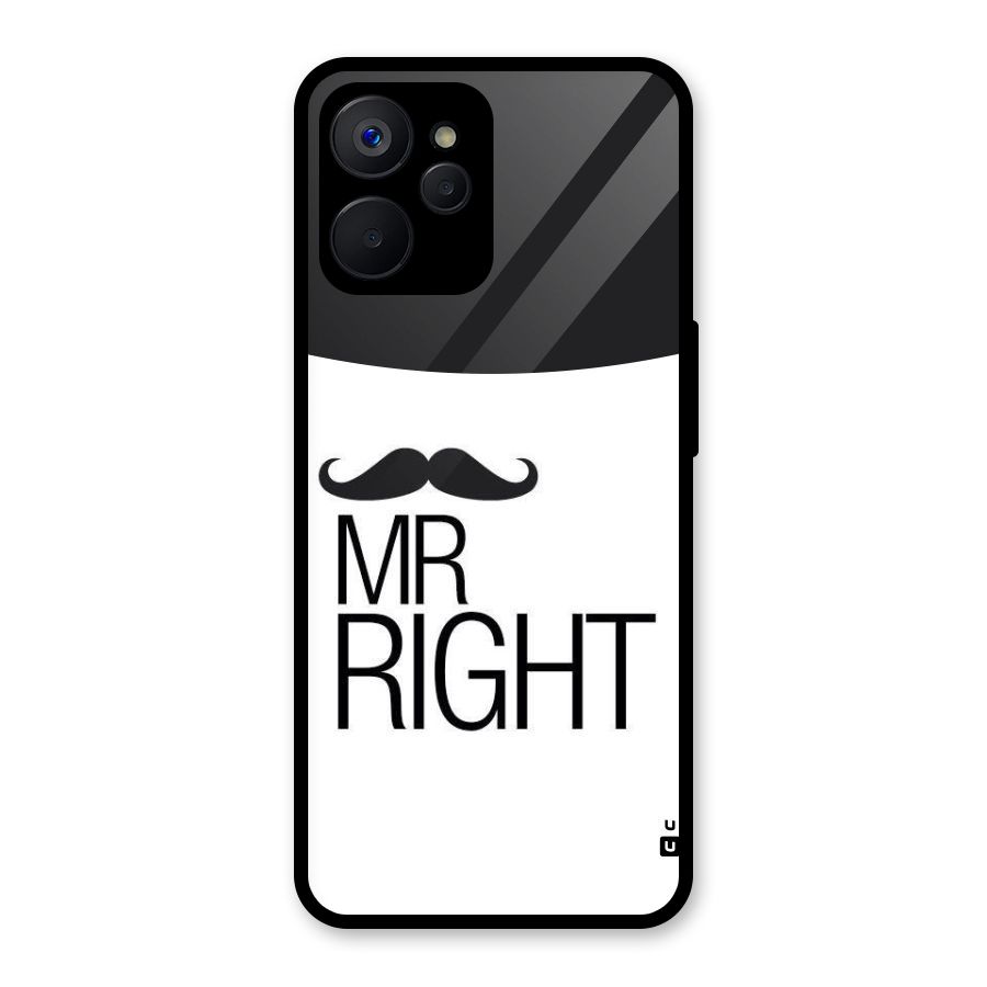 Mr. Right Moustache Glass Back Case for Realme 9i 5G