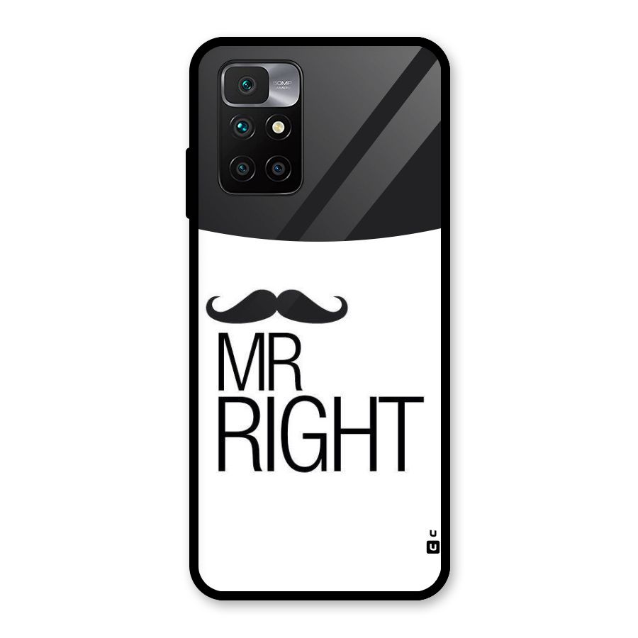 Mr. Right Moustache Glass Back Case for Redmi 10 Prime