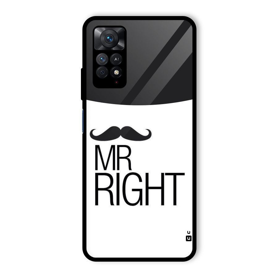 Mr. Right Moustache Glass Back Case for Redmi Note 11 Pro