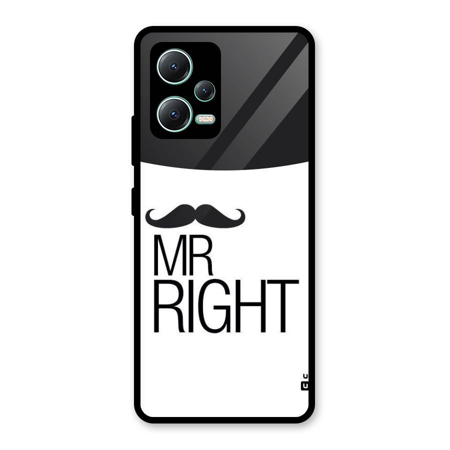 Mr. Right Moustache Glass Back Case for Redmi Note 12 5G
