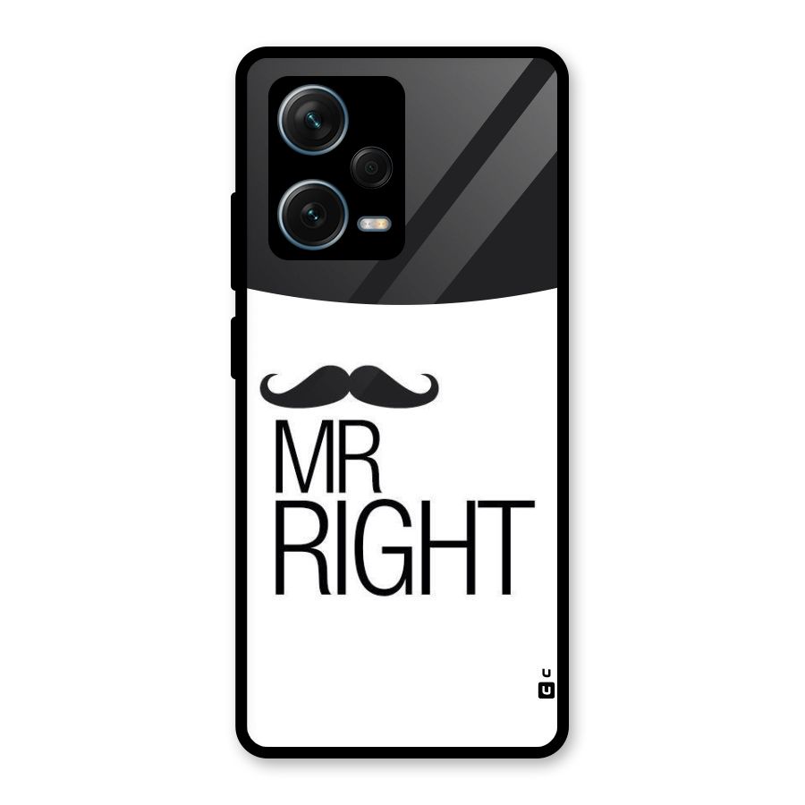 Mr. Right Moustache Glass Back Case for Redmi Note 12 Pro Plus 5G
