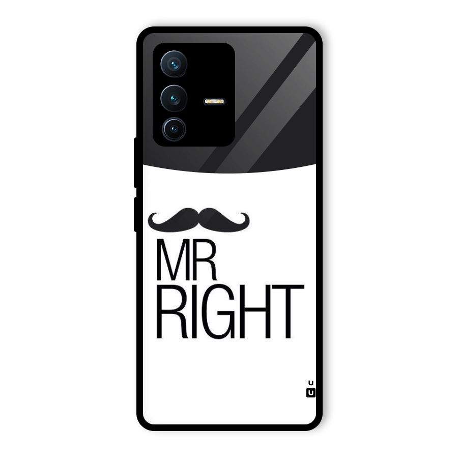 Mr. Right Moustache Glass Back Case for Vivo V23 Pro