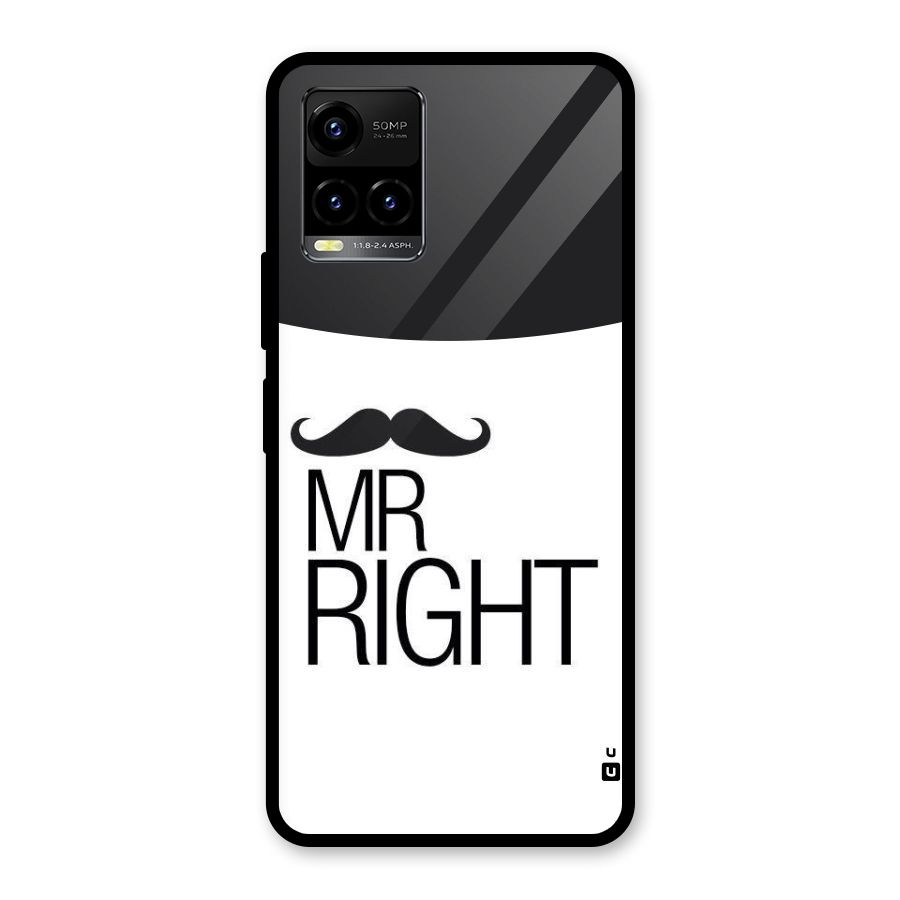 Mr. Right Moustache Glass Back Case for Vivo Y21T