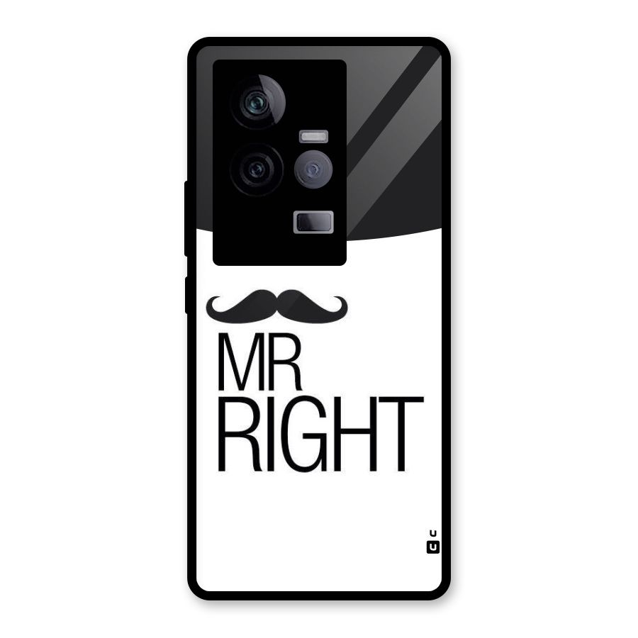 Mr. Right Moustache Glass Back Case for Vivo iQOO 11 5G