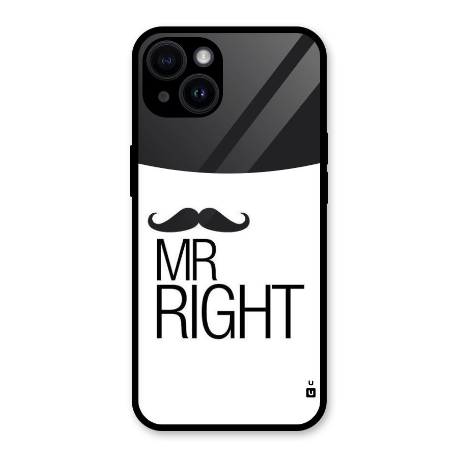 Mr. Right Moustache Glass Back Case for iPhone 14