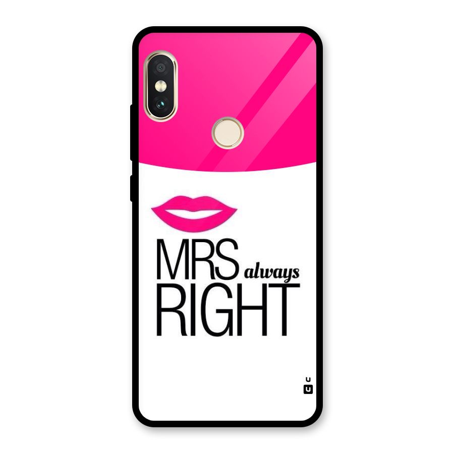 Mrs always right Glass Back Case for Redmi Note 5 Pro