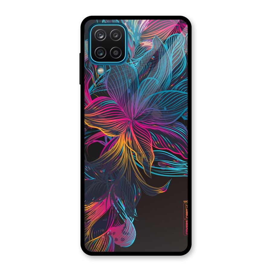 Multi-Colour Flowers Glass Back Case for Galaxy A12