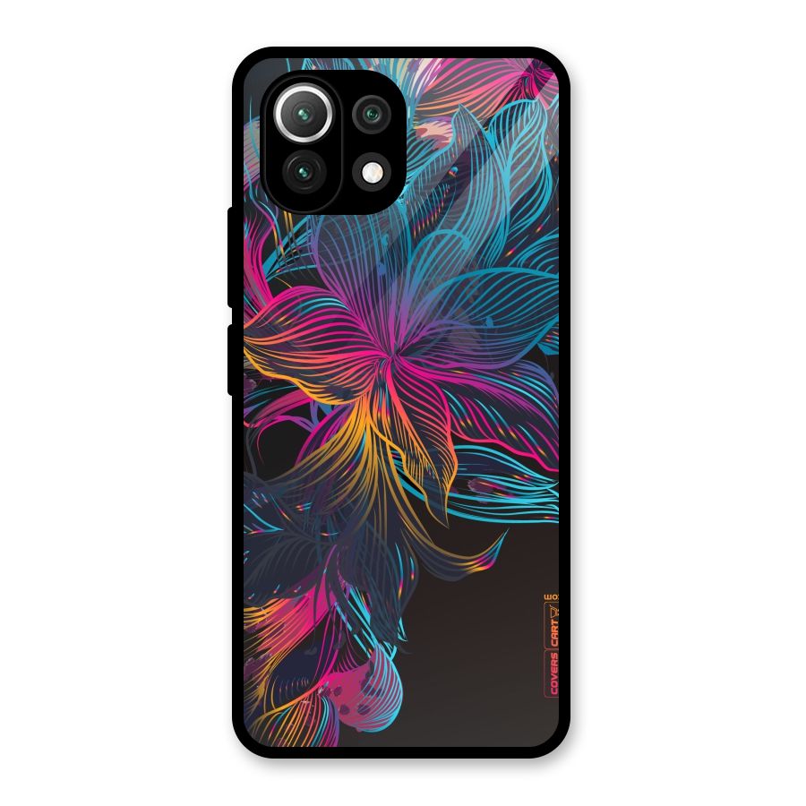 Multi-Colour Flowers Glass Back Case for Mi 11 Lite