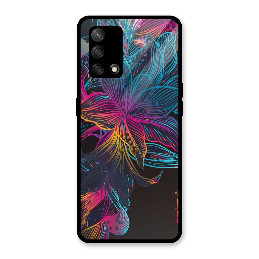 Multi-Colour Flowers Glass Back Case for Oppo F19s