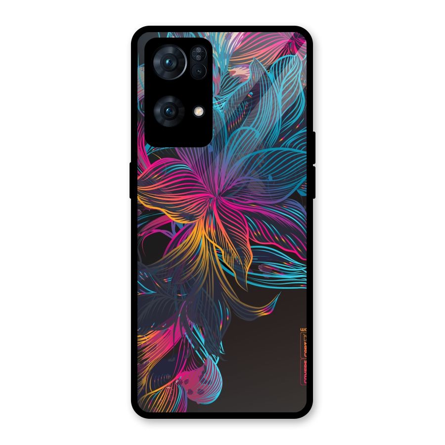 Multi-Colour Flowers Glass Back Case for Oppo Reno7 Pro 5G