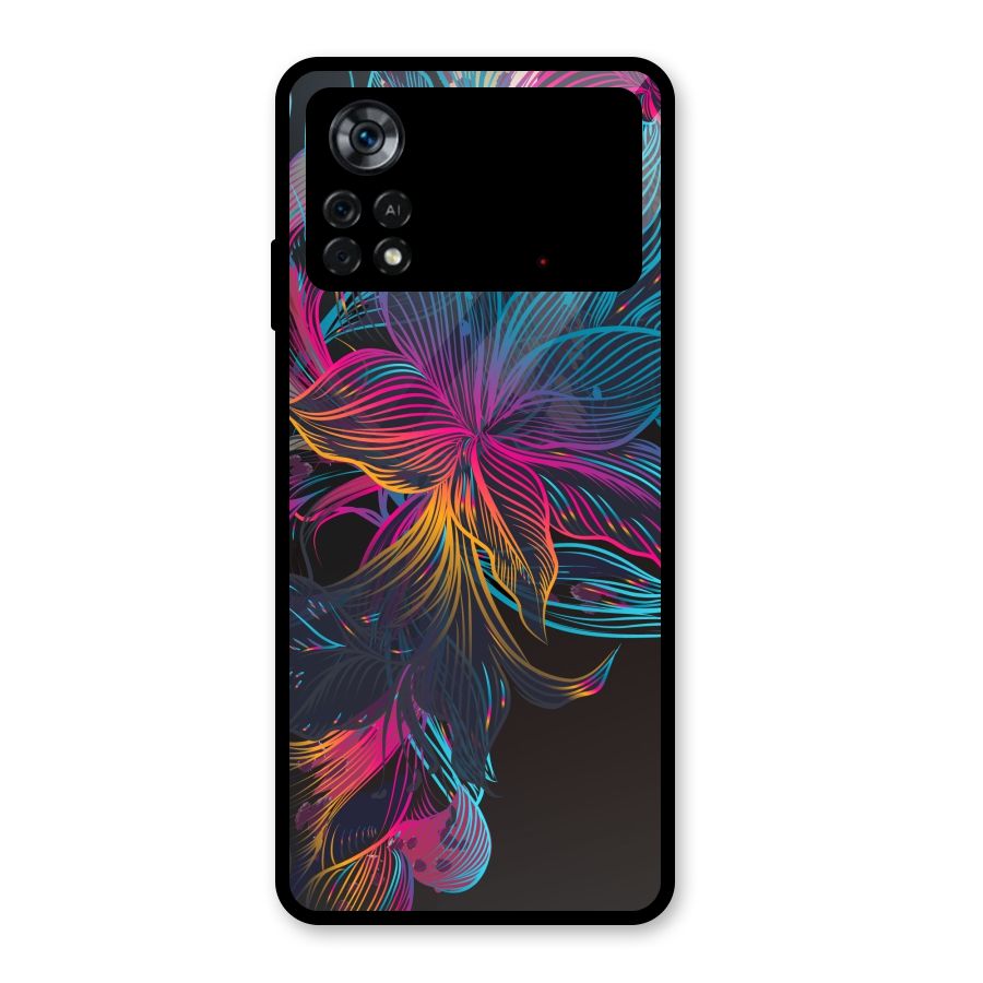 Multi-Colour Flowers Glass Back Case for Poco X4 Pro 5G