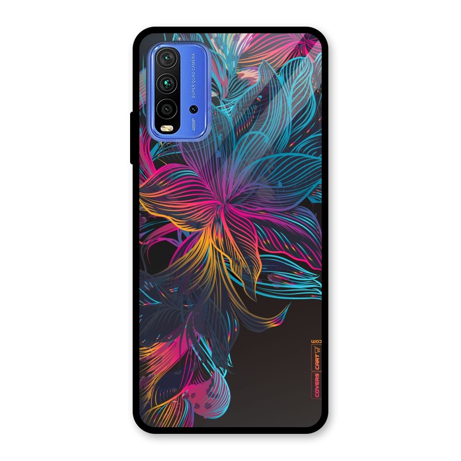 Multi-Colour Flowers Glass Back Case for Redmi 9 Power