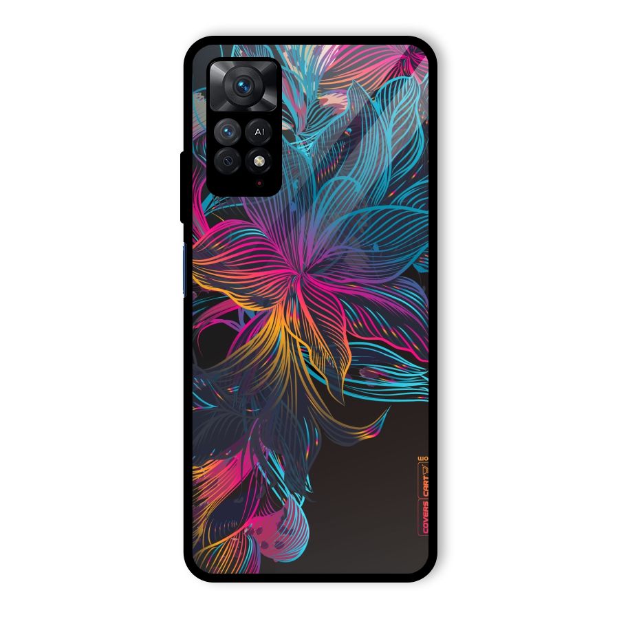 Multi-Colour Flowers Glass Back Case for Redmi Note 11 Pro