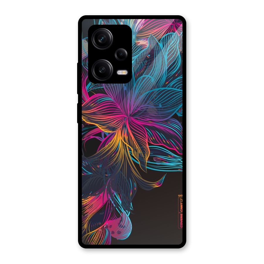 Multi-Colour Flowers Glass Back Case for Redmi Note 12 Pro
