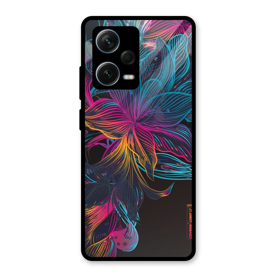 Multi-Colour Flowers Glass Back Case for Redmi Note 12 Pro Plus 5G