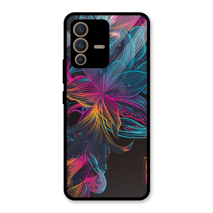 Multi-Colour Flowers Glass Back Case for Vivo V23 5G