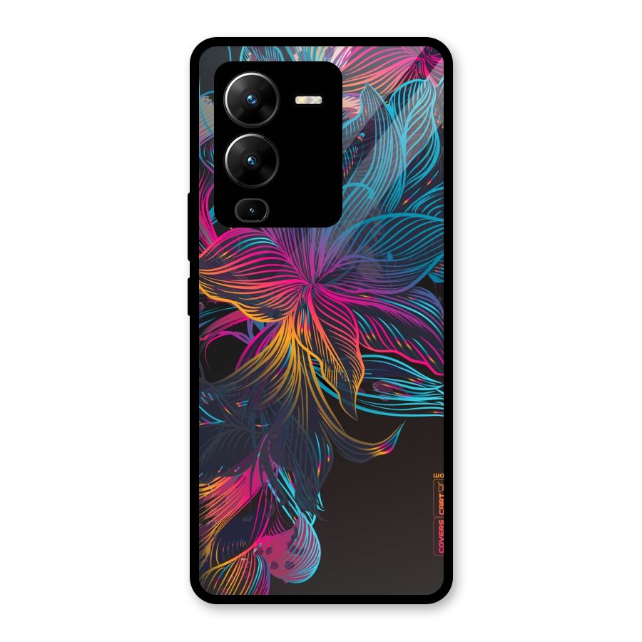 Multi-Colour Flowers Glass Back Case for Vivo V25 Pro