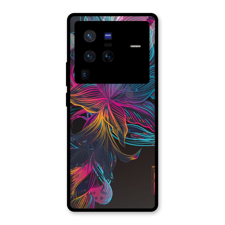 Multi-Colour Flowers Glass Back Case for Vivo X80 Pro