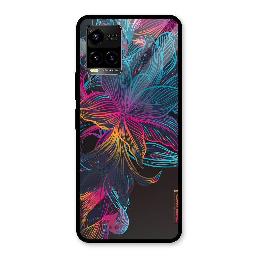 Multi-Colour Flowers Glass Back Case for Vivo Y21A