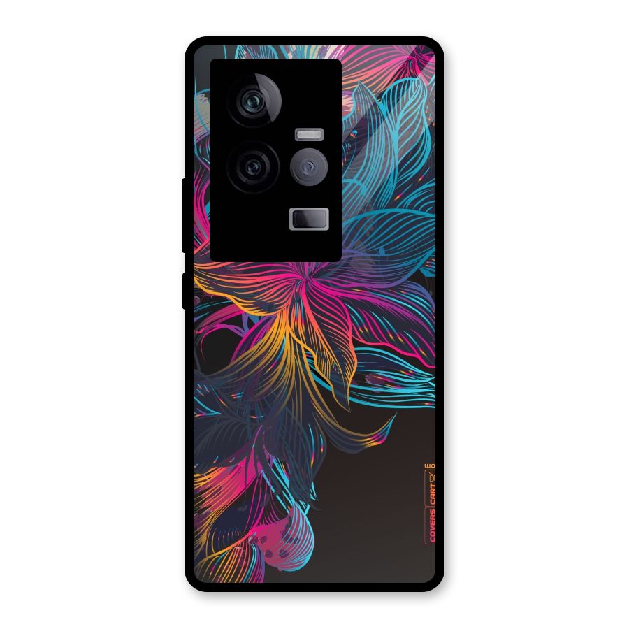 Multi-Colour Flowers Glass Back Case for Vivo iQOO 11 5G