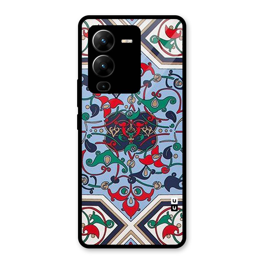 Multi Block Pattern Glass Back Case for Vivo V25 Pro