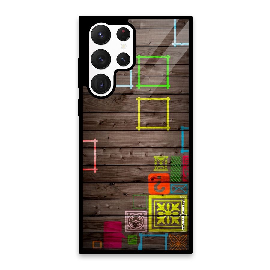 Multicolor Frame Design Glass Back Case for Galaxy S22 Ultra 5G