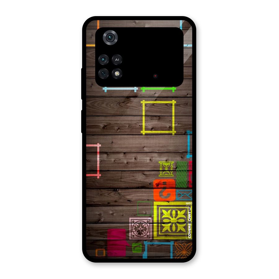 Multicolor Frame Design Glass Back Case for Poco M4 Pro 4G