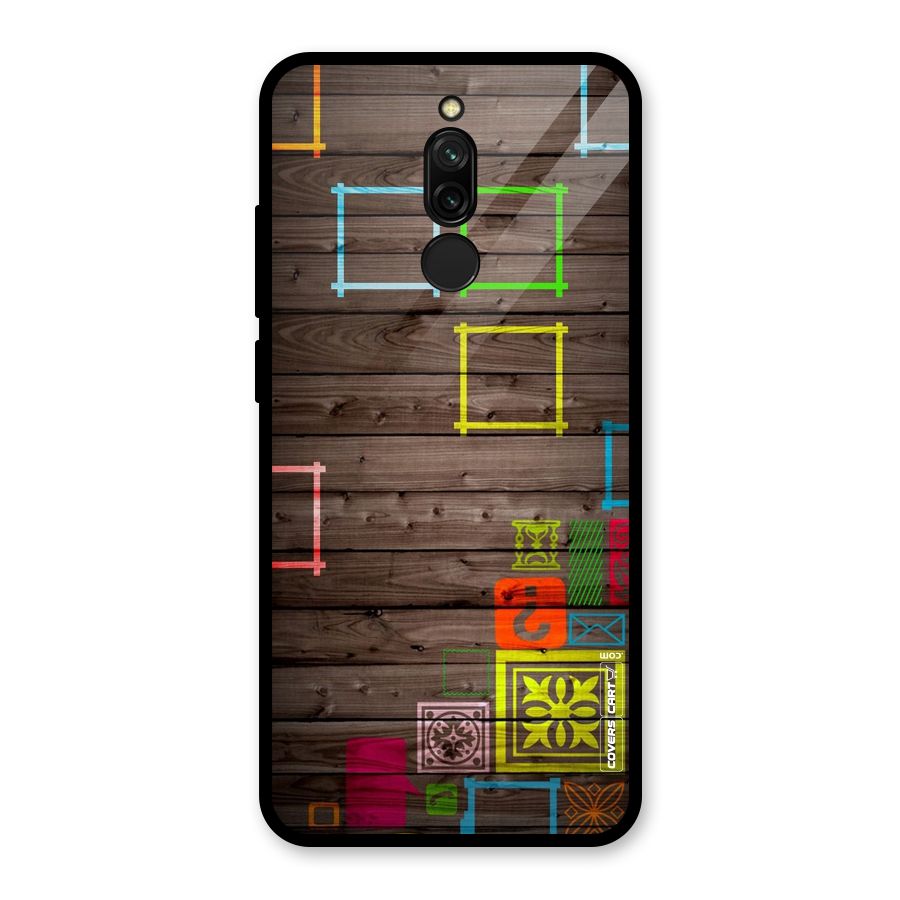 Multicolor Frame Design Glass Back Case for Redmi 8