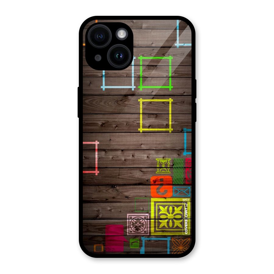 Multicolor Frame Design Glass Back Case for iPhone 14