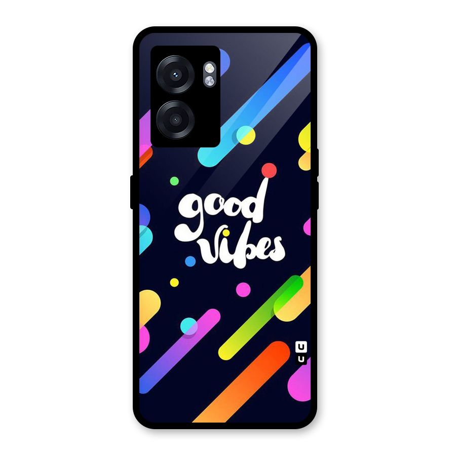 Multicolor Good Vibing Glass Back Case for Realme Narzo 50 5G