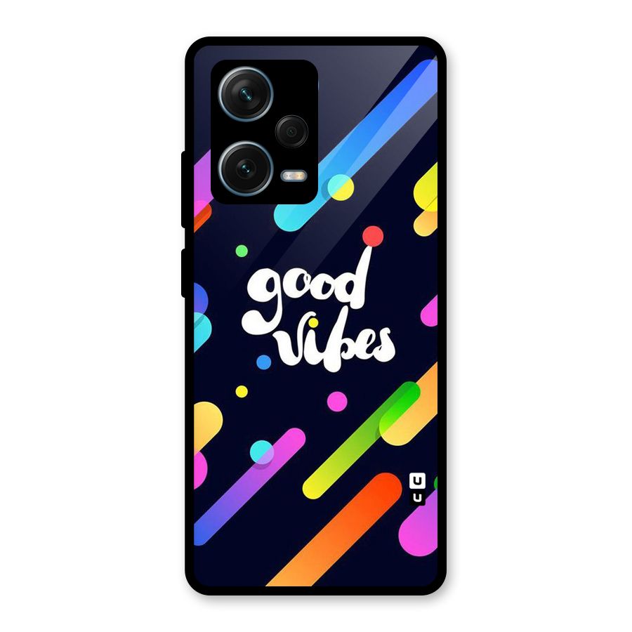 Multicolor Good Vibing Glass Back Case for Redmi Note 12 Pro Plus 5G