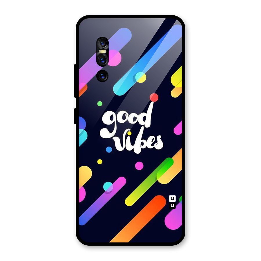 Multicolor Good Vibing Glass Back Case for Vivo V15 Pro