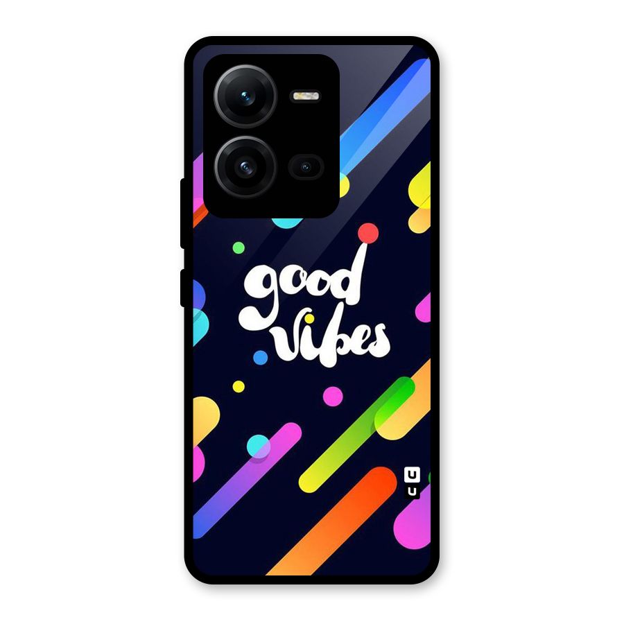 Multicolor Good Vibing Glass Back Case for Vivo V25