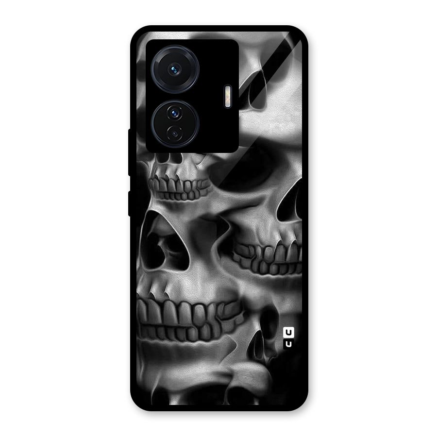 Multiple Skulls Glass Back Case for Vivo T1 Pro