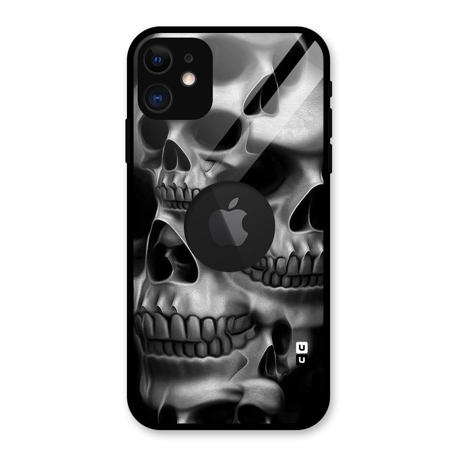 Multiple Skulls Glass Back Case for iPhone 11 Logo Cut