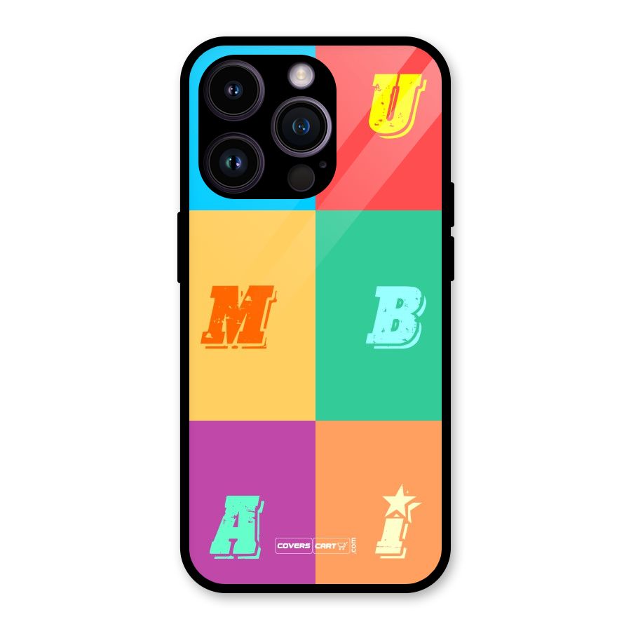 Mumbai Alphabets Glass Back Case for iPhone 14 Pro