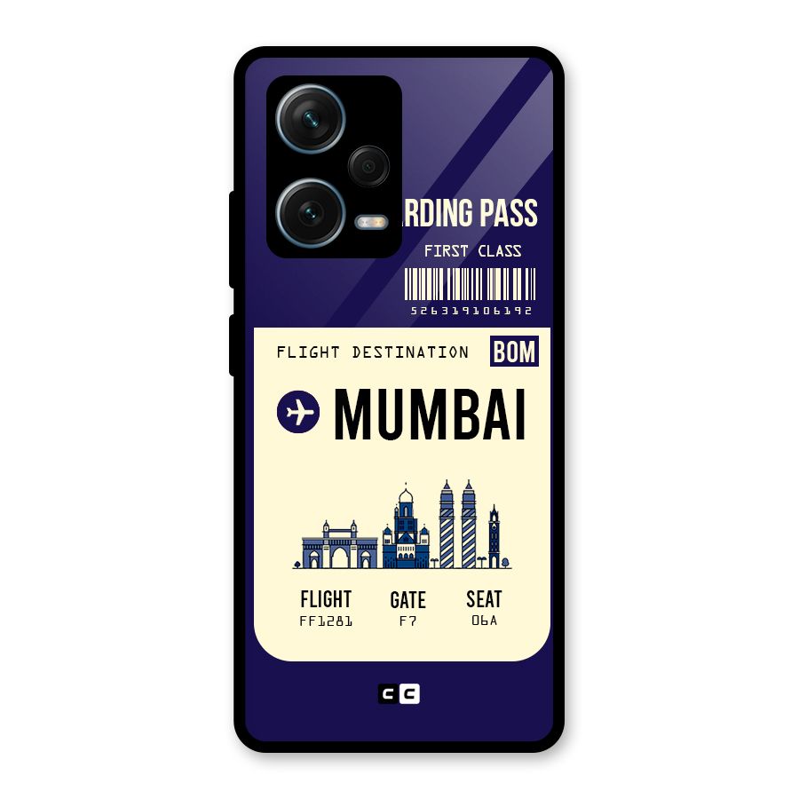 Mumbai Boarding Pass Glass Back Case for Redmi Note 12 Pro Plus 5G