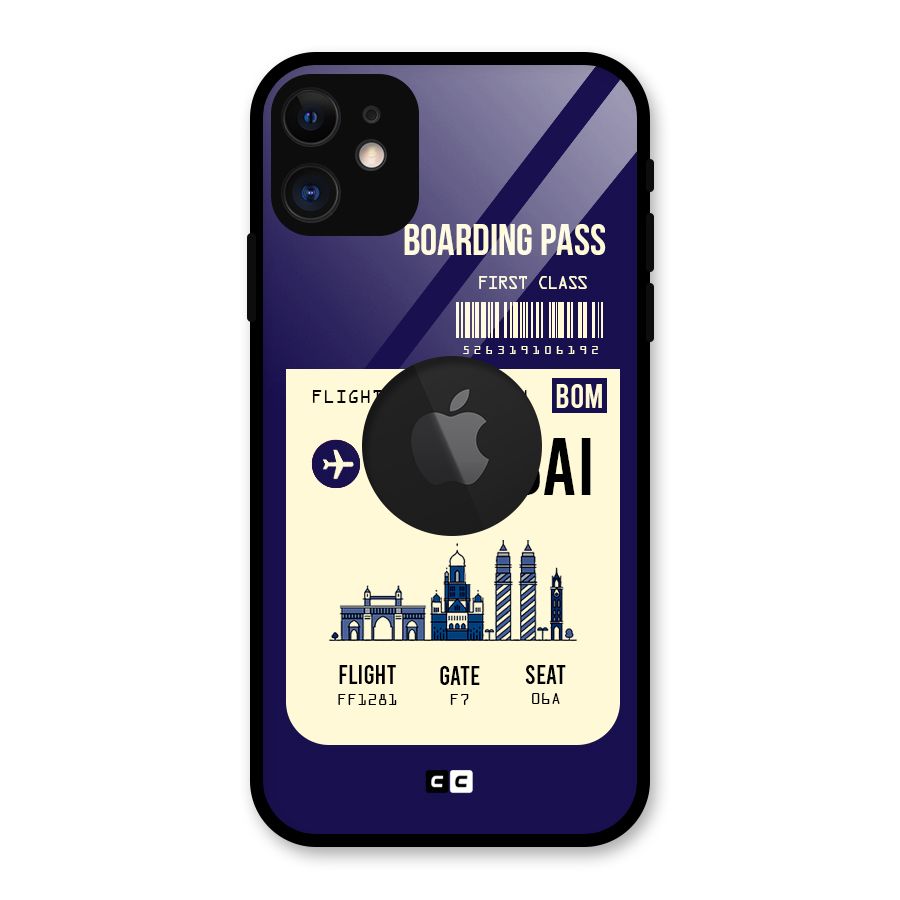 Mumbai Boarding Pass Glass Back Case for iPhone 11 Logo Cut