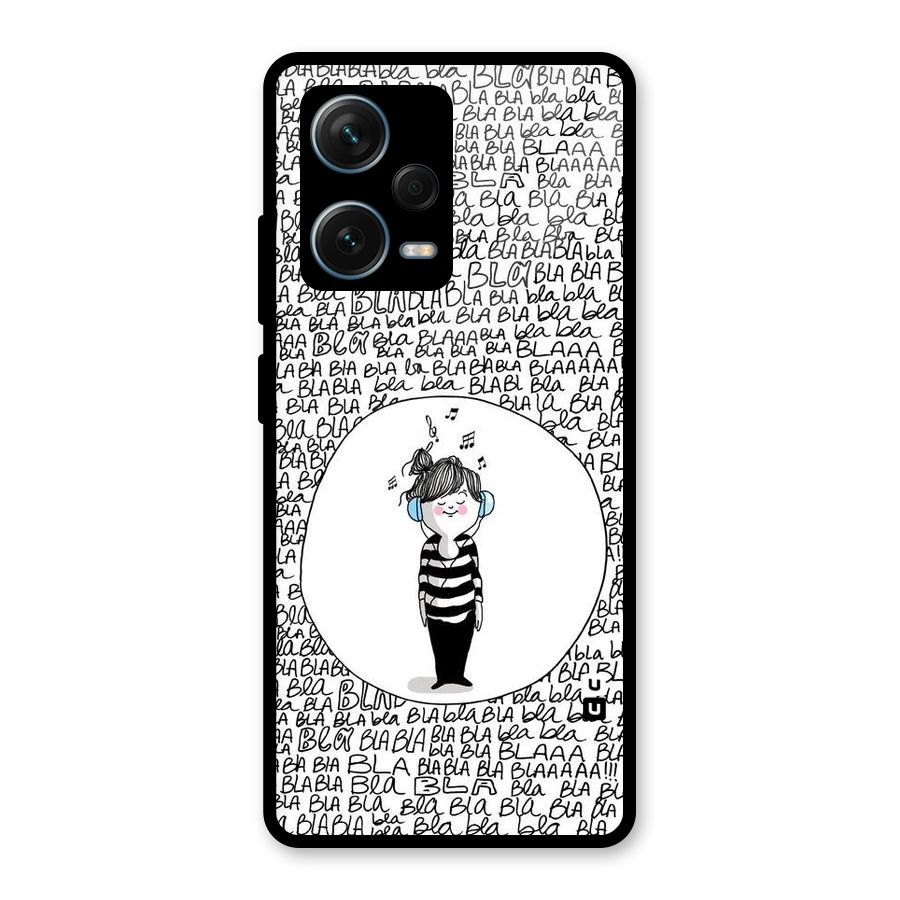 Music And Bla Bla Glass Back Case for Redmi Note 12 Pro Plus 5G
