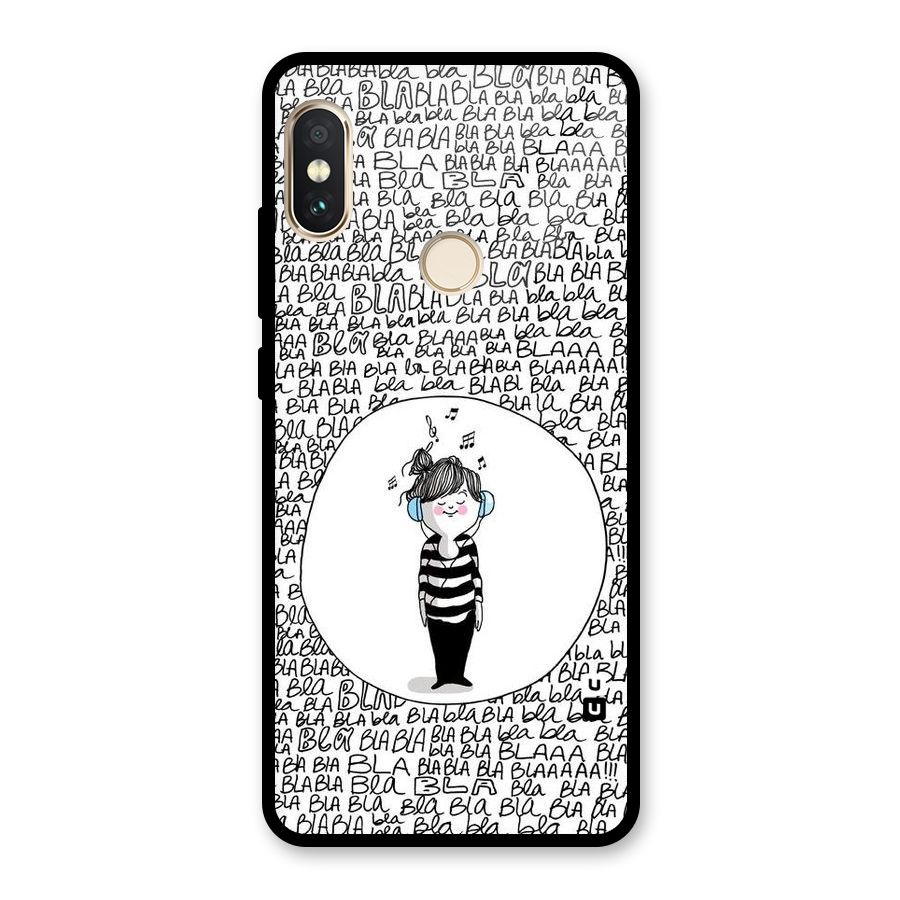 Music And Bla Bla Glass Back Case for Redmi Note 5 Pro