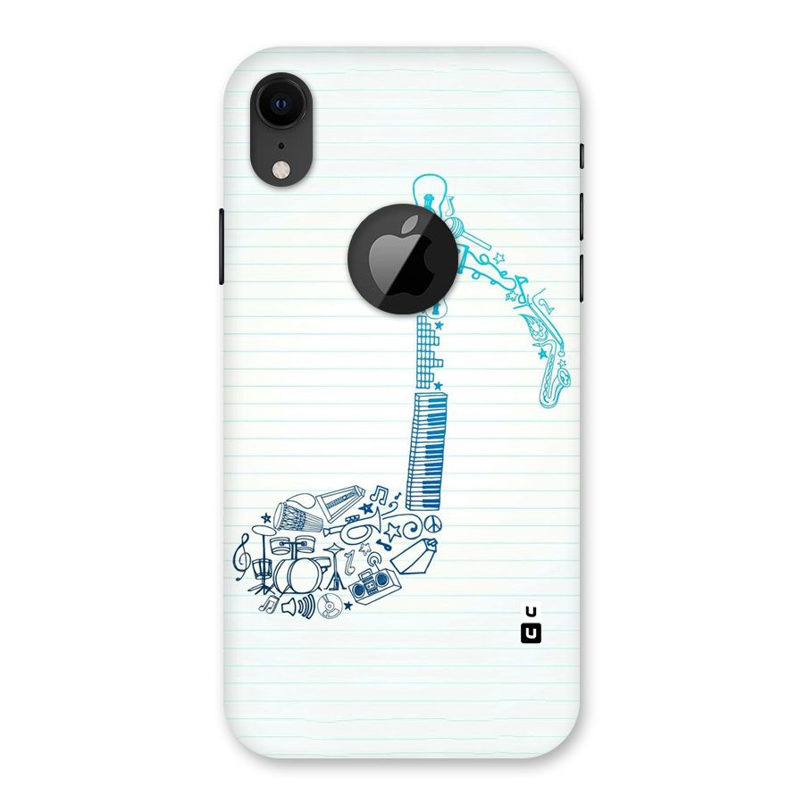 Music Note Design Back Case for iPhone XR Logo Cut