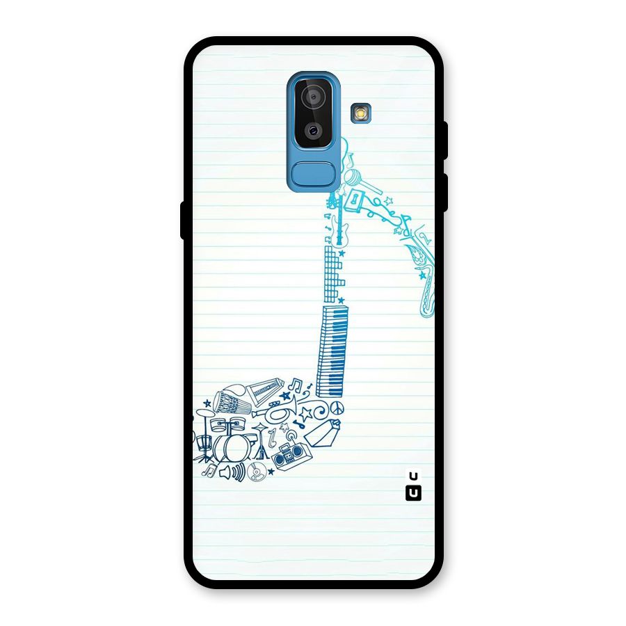Music Note Design Glass Back Case for Galaxy J8