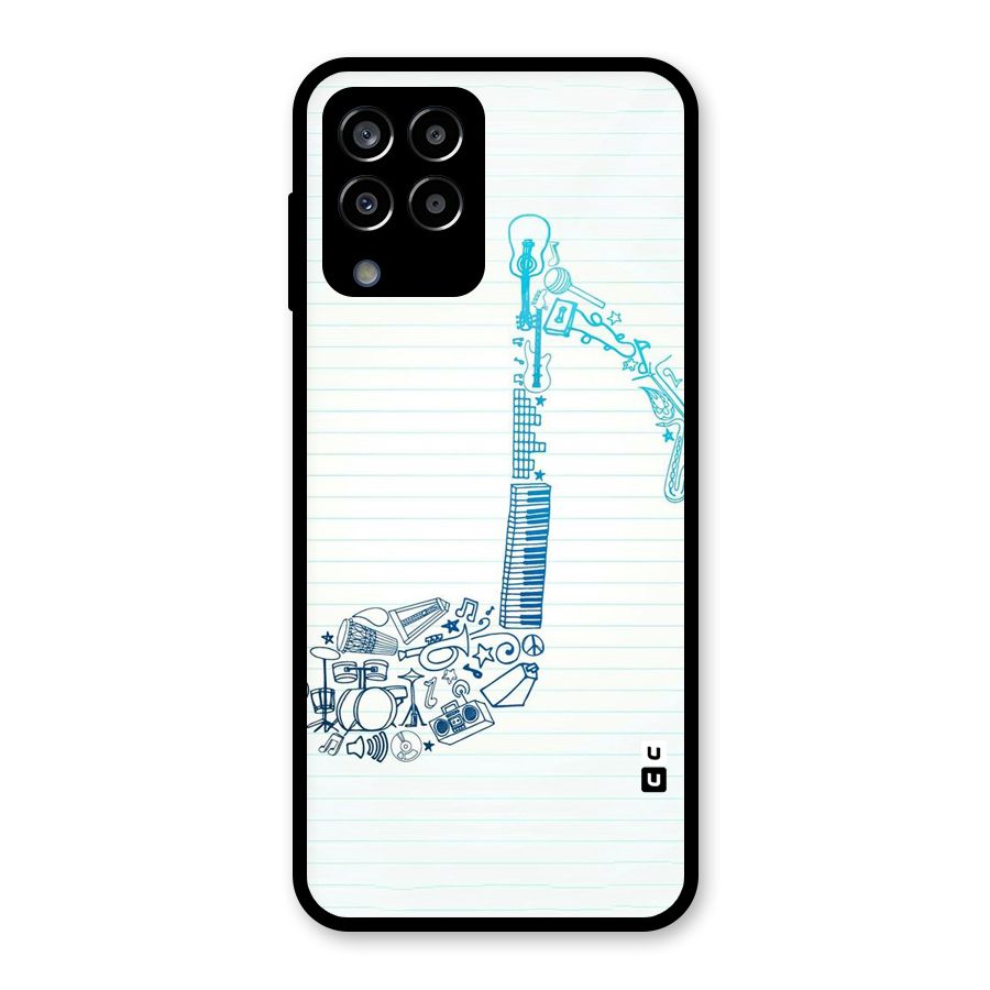 Music Note Design Glass Back Case for Galaxy M33