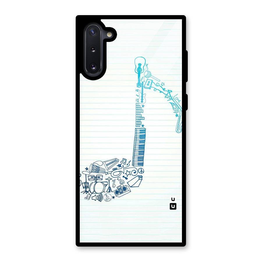 Music Note Design Glass Back Case for Galaxy Note 10