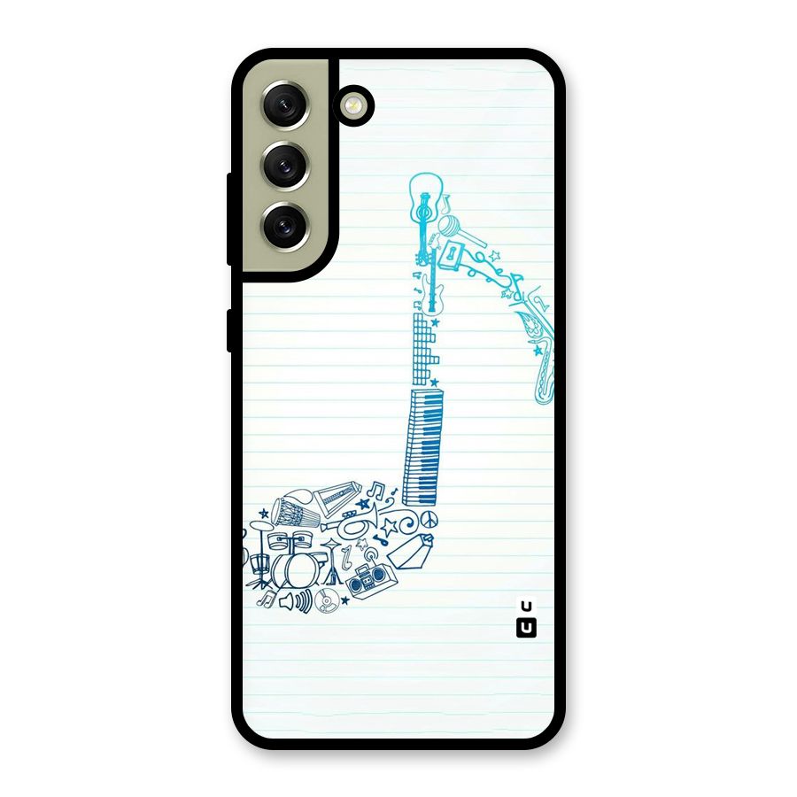 Music Note Design Glass Back Case for Galaxy S21 FE 5G