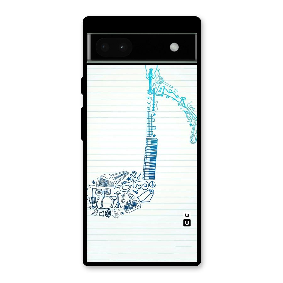 Music Note Design Glass Back Case for Google Pixel 6a