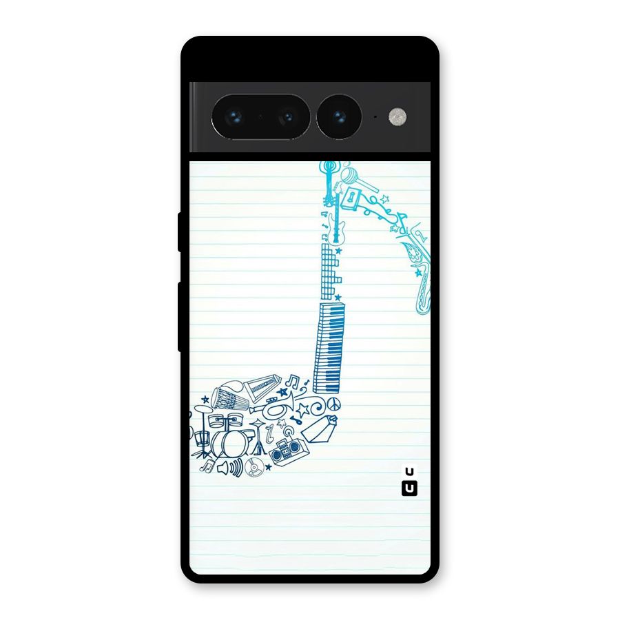 Music Note Design Glass Back Case for Google Pixel 7 Pro