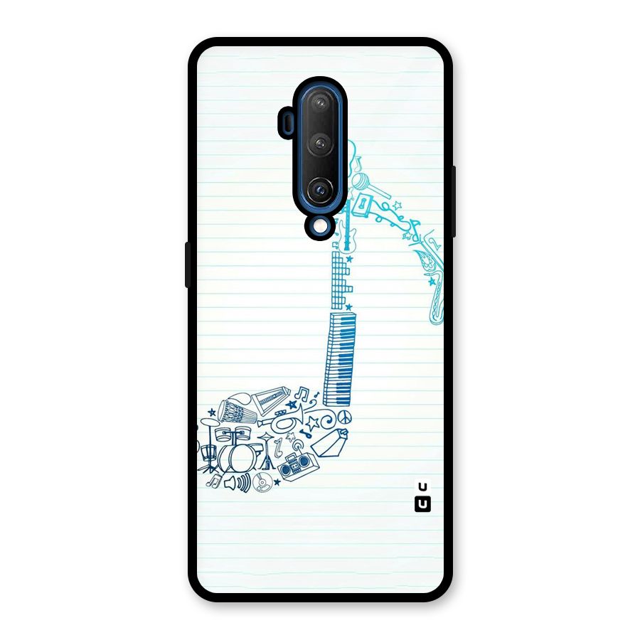 Music Note Design Glass Back Case for OnePlus 7T Pro
